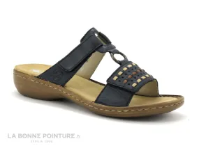 Achat chaussures Rieker Femme Mule, vente Rieker 60842-14 Bleu marine - Mule confort Femme avec scratch