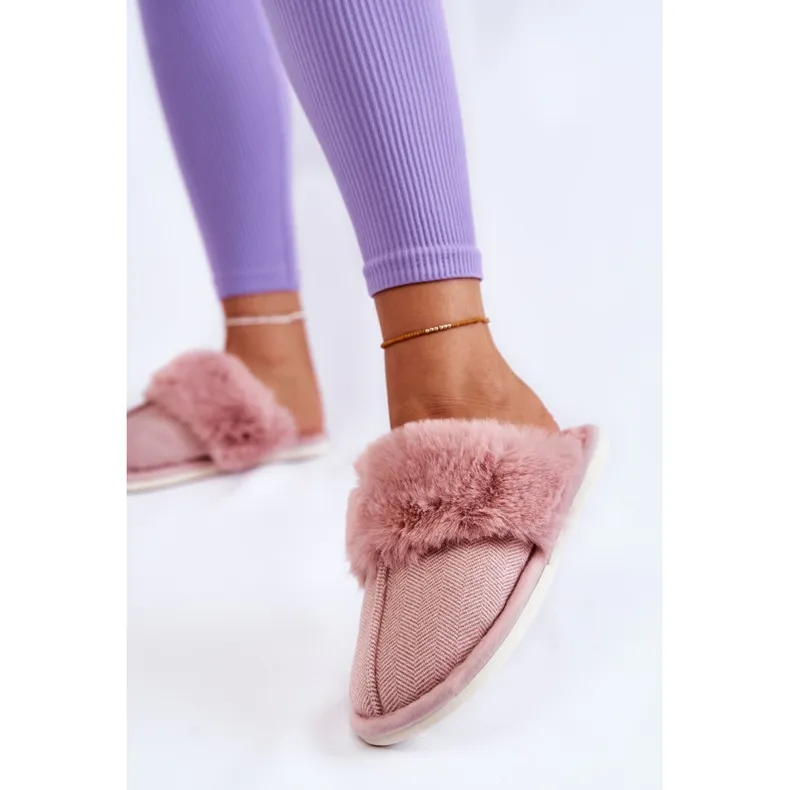 BM Chaussons Chauds Avec Fourrure Femme Rose Clair Franco