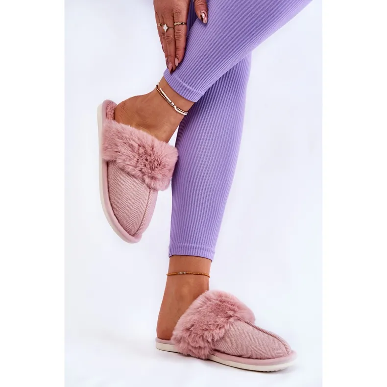 BM Chaussons Chauds Avec Fourrure Femme Rose Clair Franco