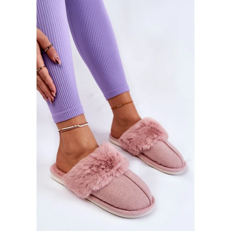 BM Chaussons Chauds Avec Fourrure Femme Rose Clair Franco