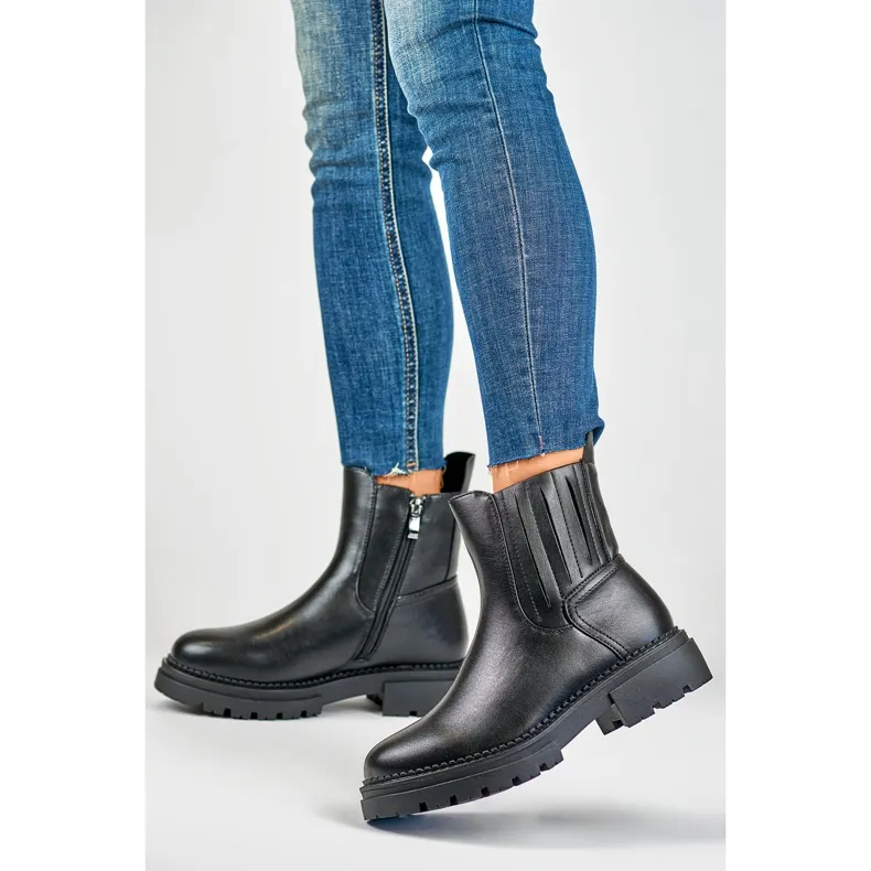 Bottes de travail femme Dany en éco-cuir noir le noir