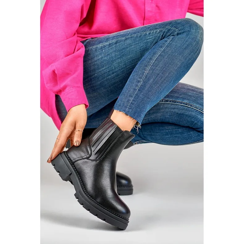 Bottes de travail femme Dany en éco-cuir noir le noir