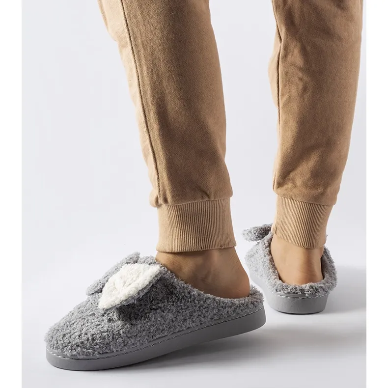 Chaussons chauds gris avec noeud Delfio