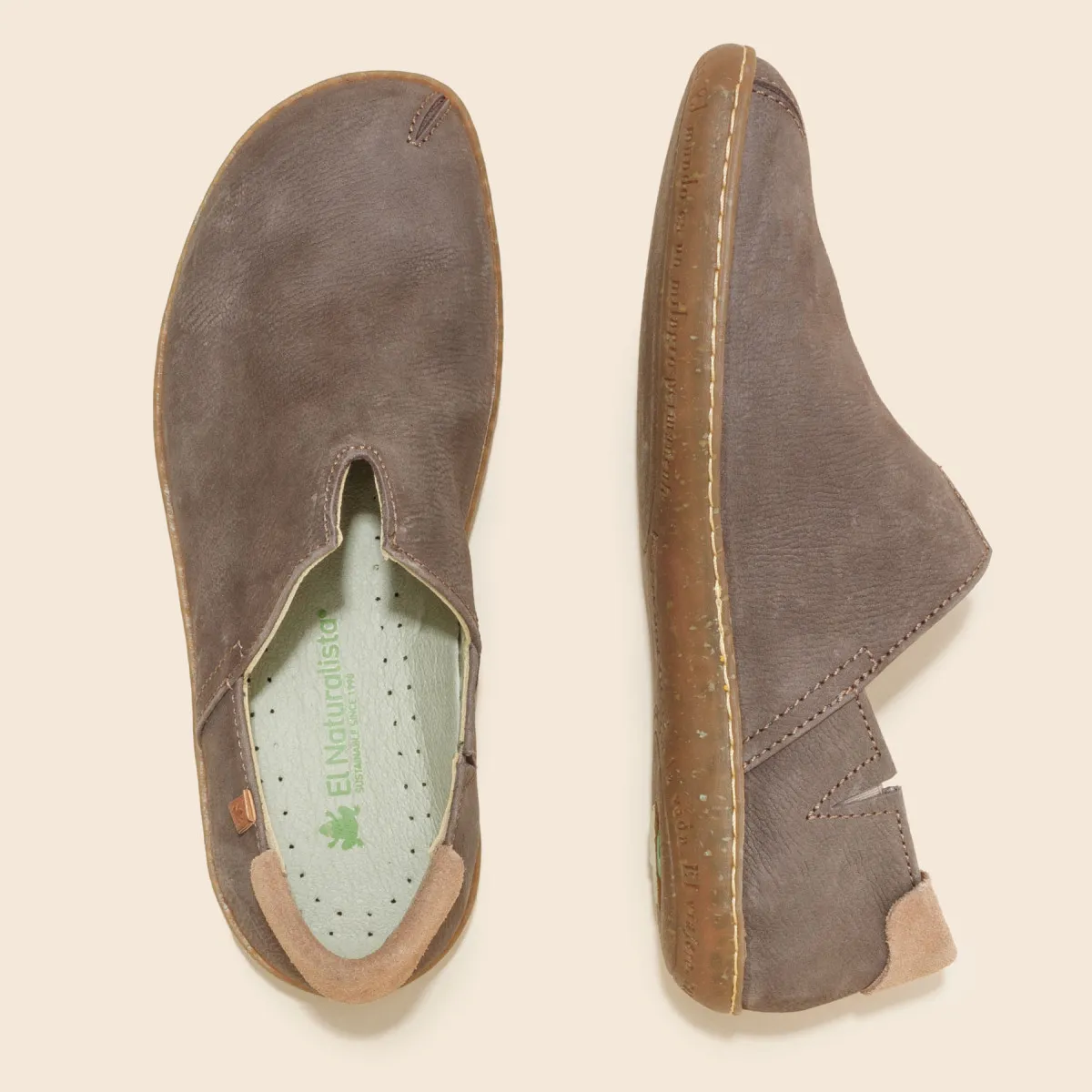 Chaussures confort en cuir naturel et semelles recyclées - Gris