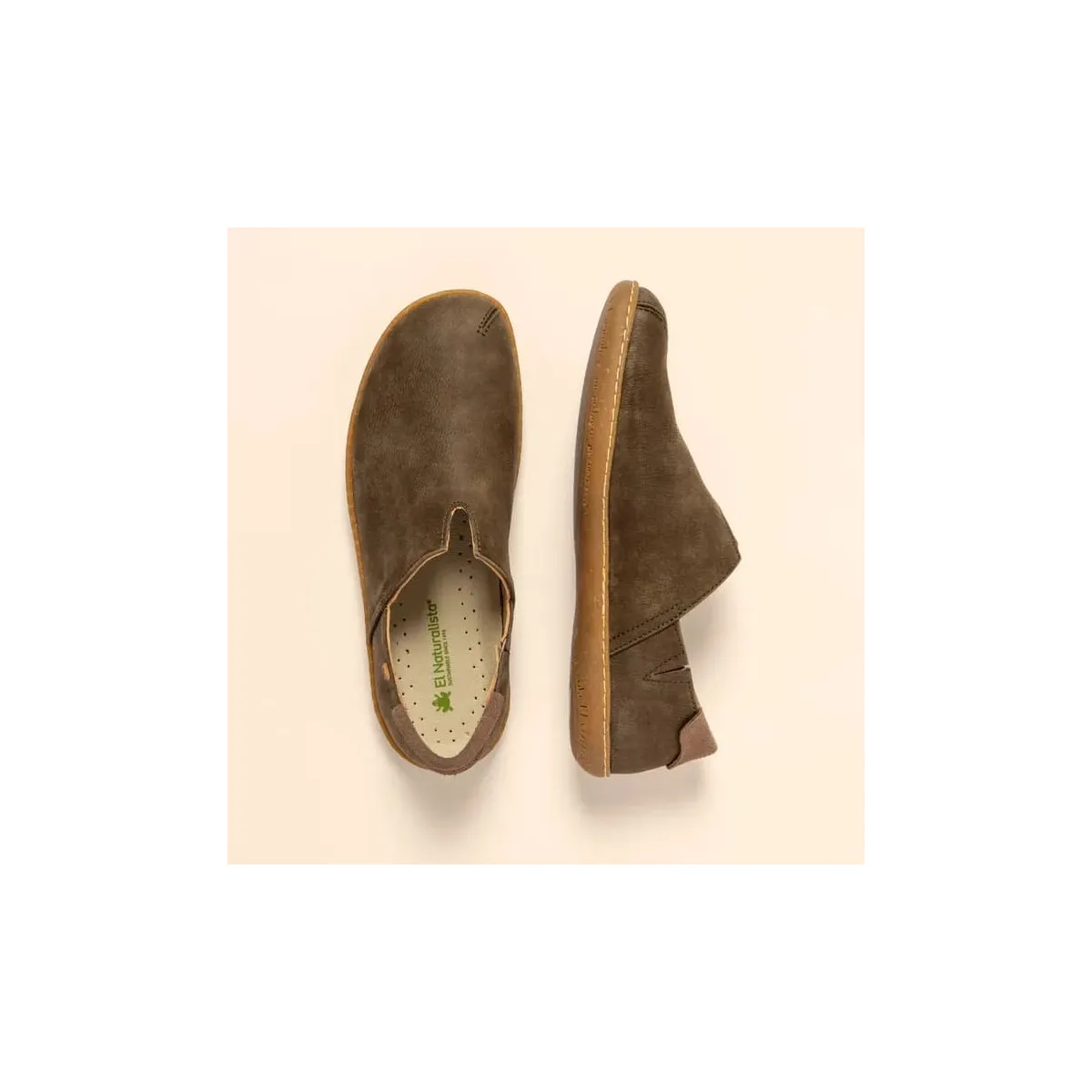 Chaussures confort en cuir naturel et semelles recyclées - Vert