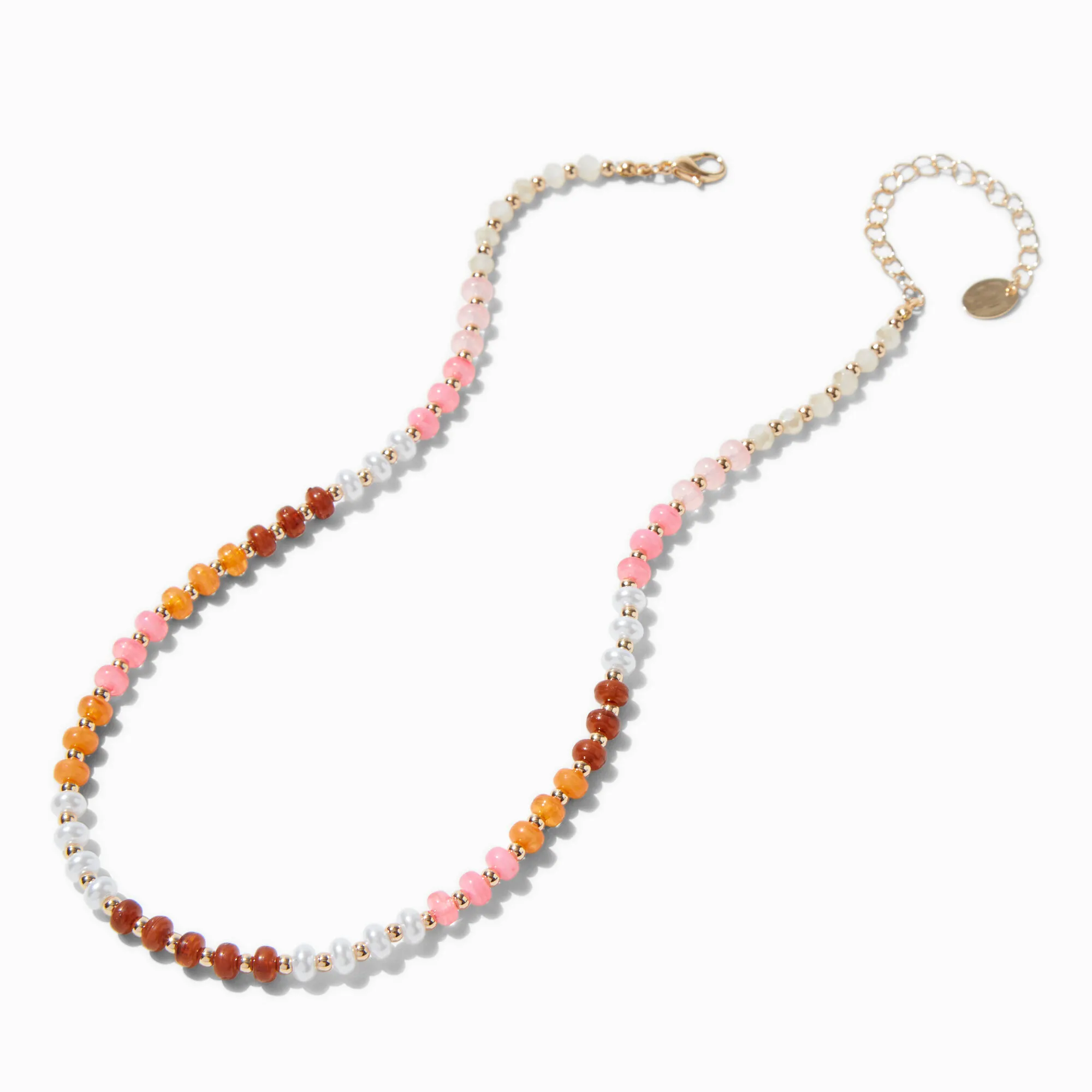 Collier perlé tons chauds couleur dorée