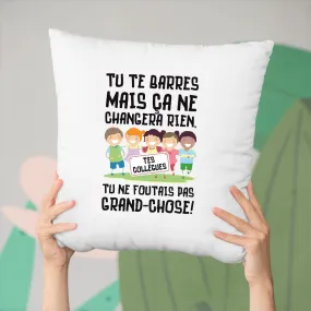 Coussin Tu te barres mais ça ne changera rien