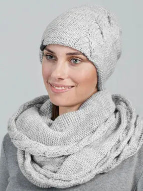 Ensemble Snood Bonnet Moyna - Made in UE - Gris clair