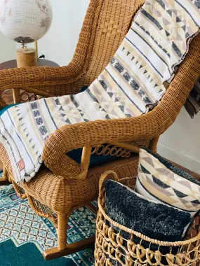 Jeté en laine à motif boho aztèque