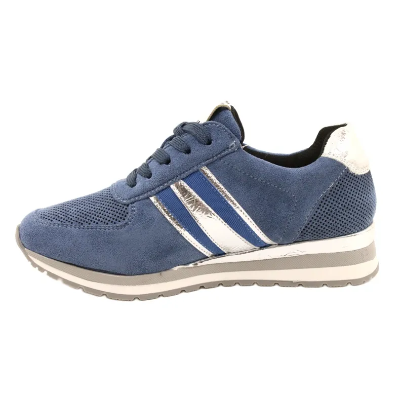 M.Daszyński Chaussures Sport Femme Bleu MR2169 argent