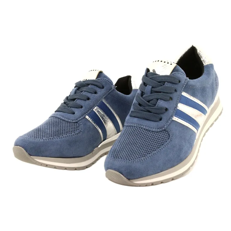 M.Daszyński Chaussures Sport Femme Bleu MR2169 argent