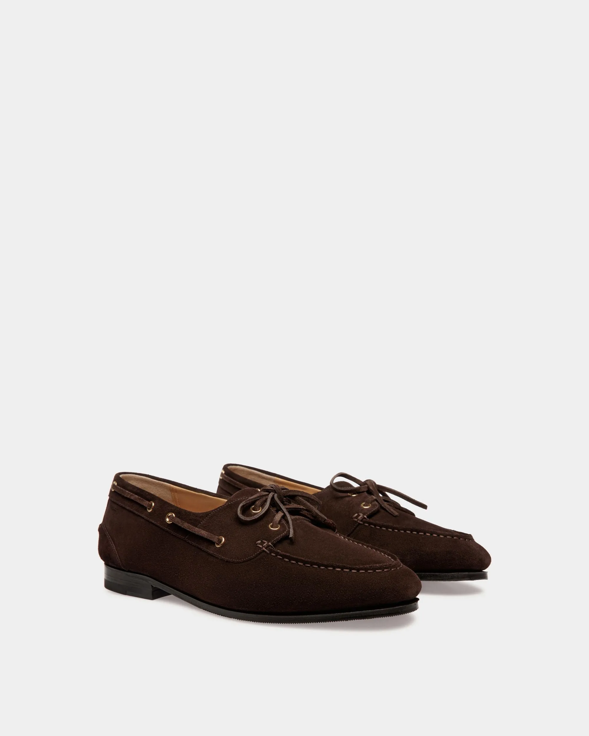 Mocassin Plume En Daim Marron Foncé