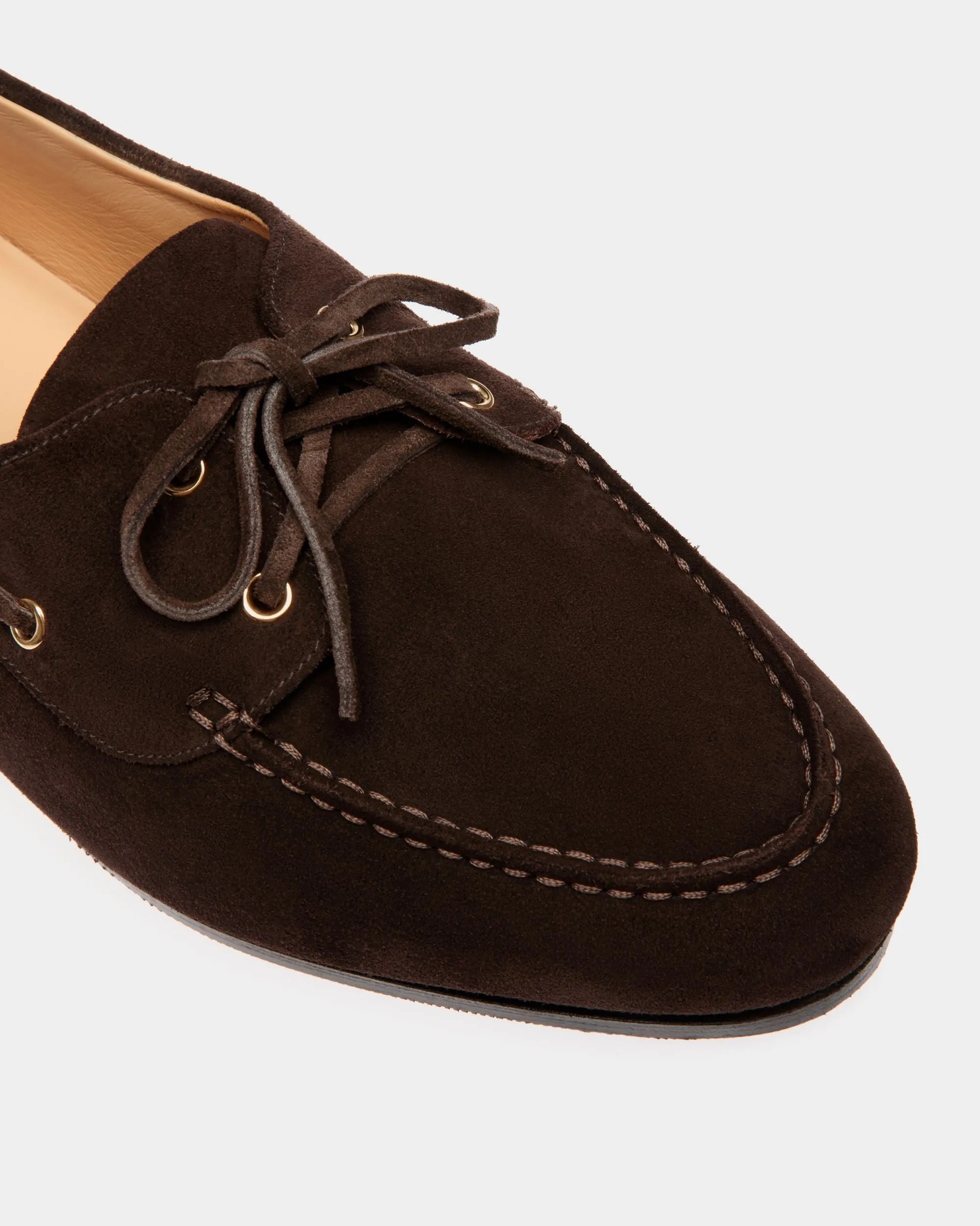 Mocassin Plume En Daim Marron Foncé