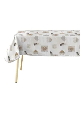 Nappe rectangle PVC 140 x 240 cm Coeur delicia - Beige