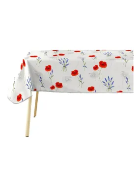 Nappe rectangle PVC 140 x 240 cm Lavande et coquelicot - Rouge