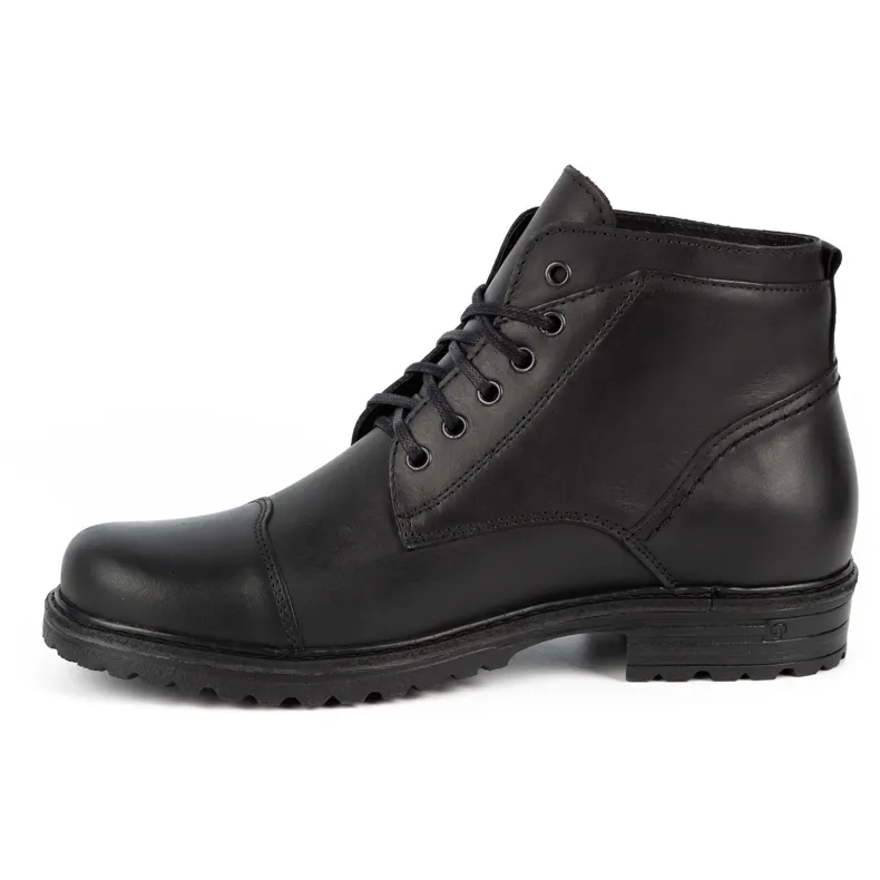 Olivier Bottes en cuir pour hommes Military Mpb noir le noir