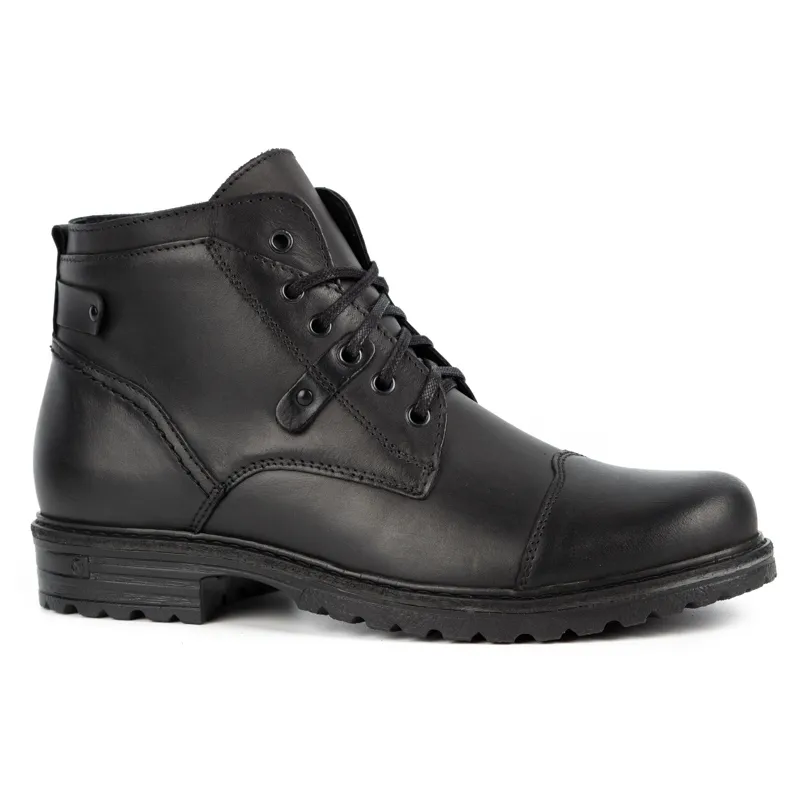 Olivier Bottes en cuir pour hommes Military Mpb noir le noir