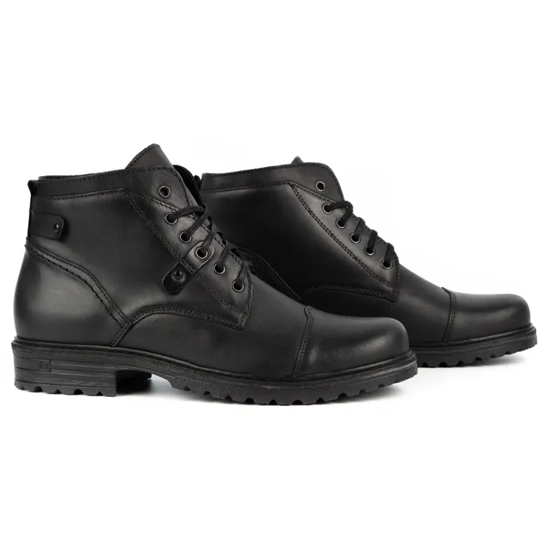 Olivier Bottes en cuir pour hommes Military Mpb noir le noir