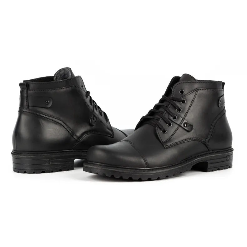 Olivier Bottes en cuir pour hommes Military Mpb noir le noir