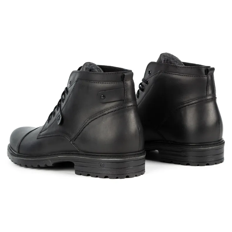 Olivier Bottes en cuir pour hommes Military Mpb noir le noir