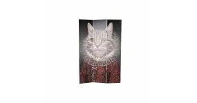 Paravent Toile et Bois Motif Chat