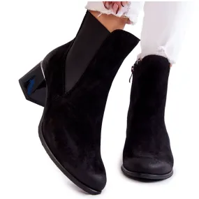 PL5 Bottes à talon en daim pour femmes noires Berit le noir