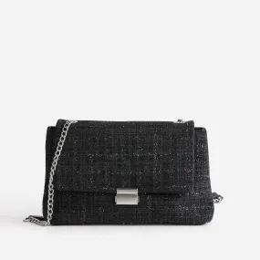 Sac TEXTO noir textile façon tweed pailleté - Sacs à main Maroquinerie | ERAM