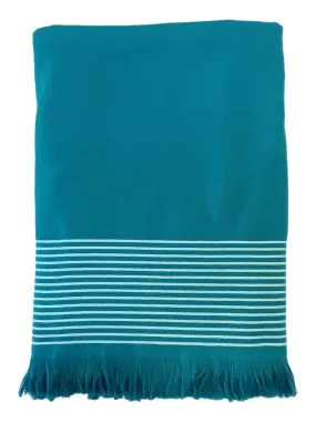 Serviette de plage Fouta doublée éponge Paski Lake 90x170 300g/m² - Bleu canard