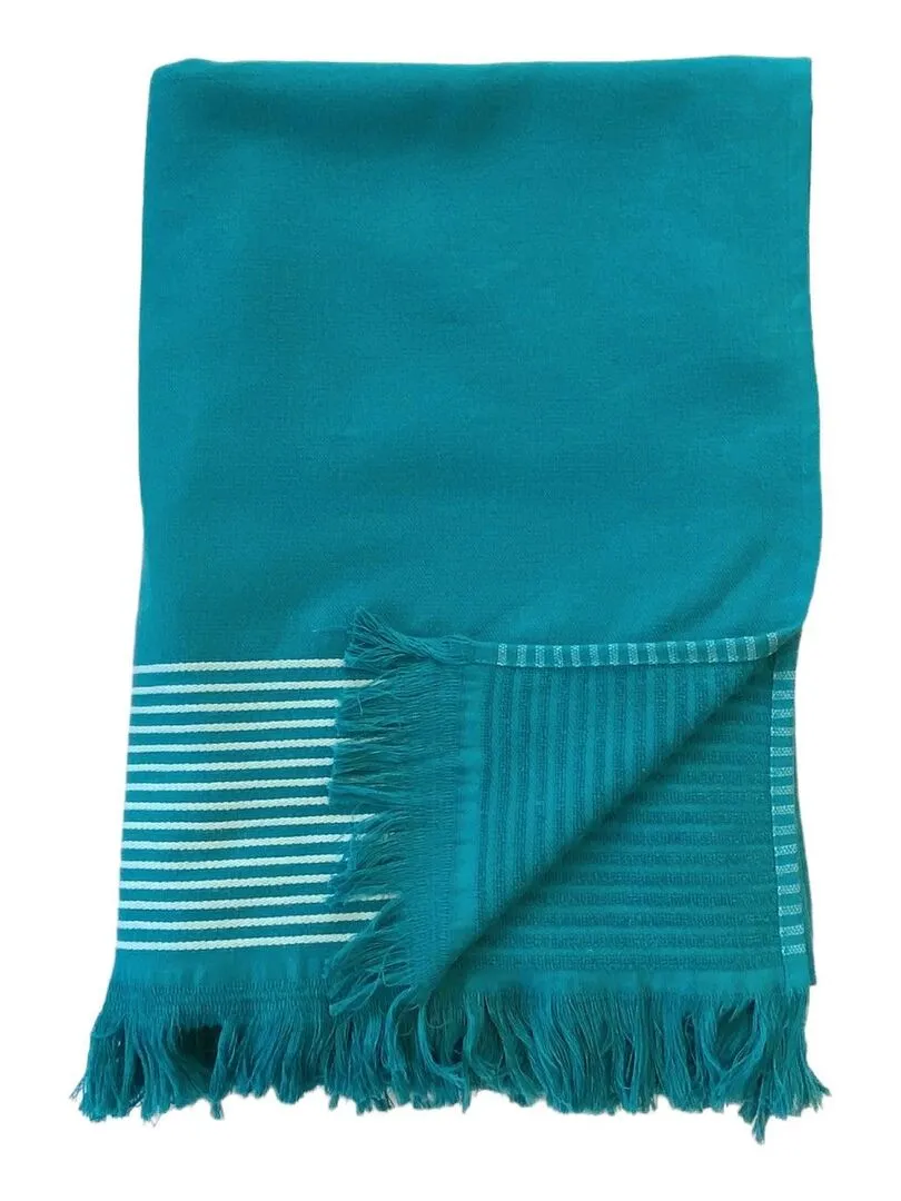 Serviette de plage Fouta doublée éponge Paski Lake 90x170 300g/m² - Bleu canard