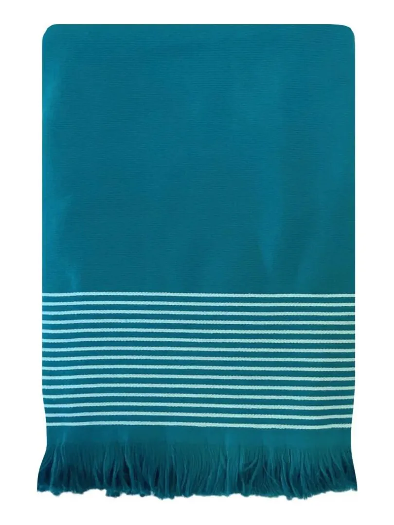 Serviette de plage Fouta doublée éponge Paski Lake 90x170 300g/m² - Bleu canard