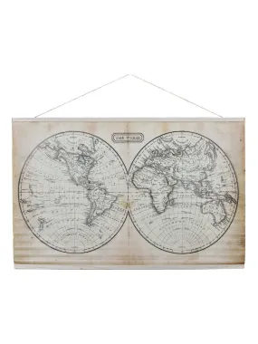 Tableau toile Mappemonde - Blanc